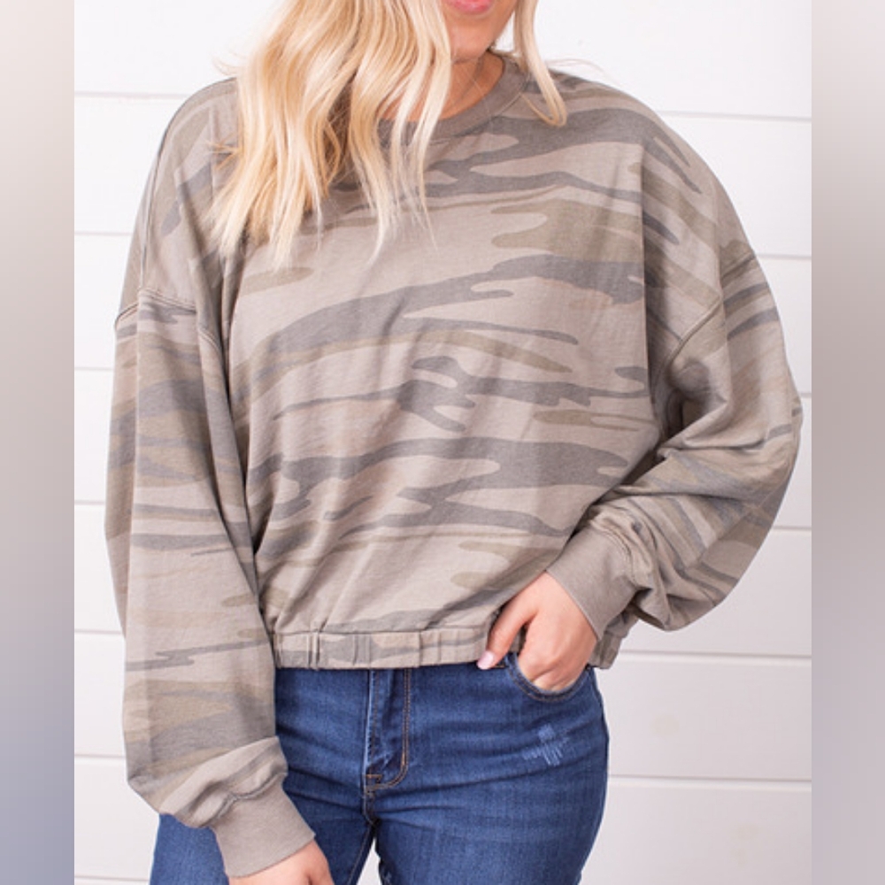 Z Supply Camouflage Sweatshirt in Gray
